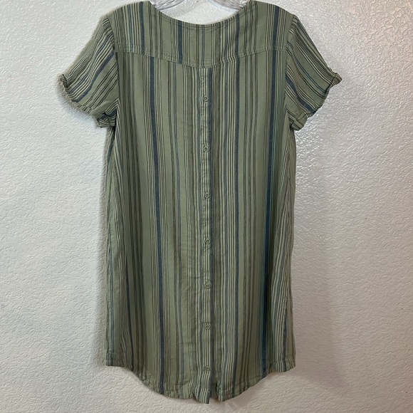 Casual Striped Mini Dress - Green - Picture 3 of 4